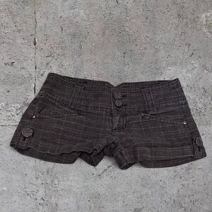Bongo Vintage Y2K ULTRA LOW RISE Plaid Grey Micro Shorts
